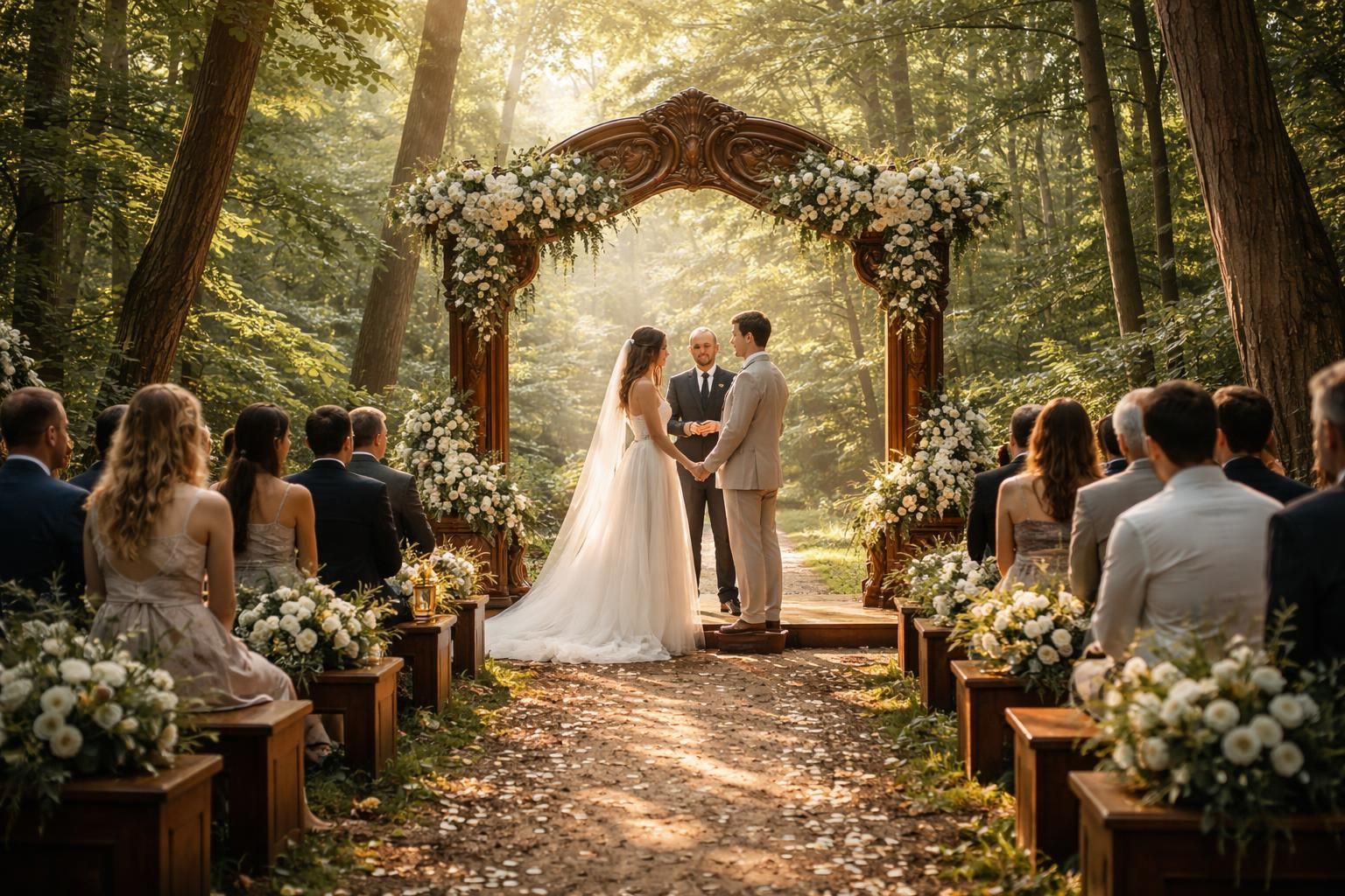 célébrez votre union avec une cérémonie de mariage unique et élégante dans un cadre en bois de palissandre, alliant charme naturel et sophistication.