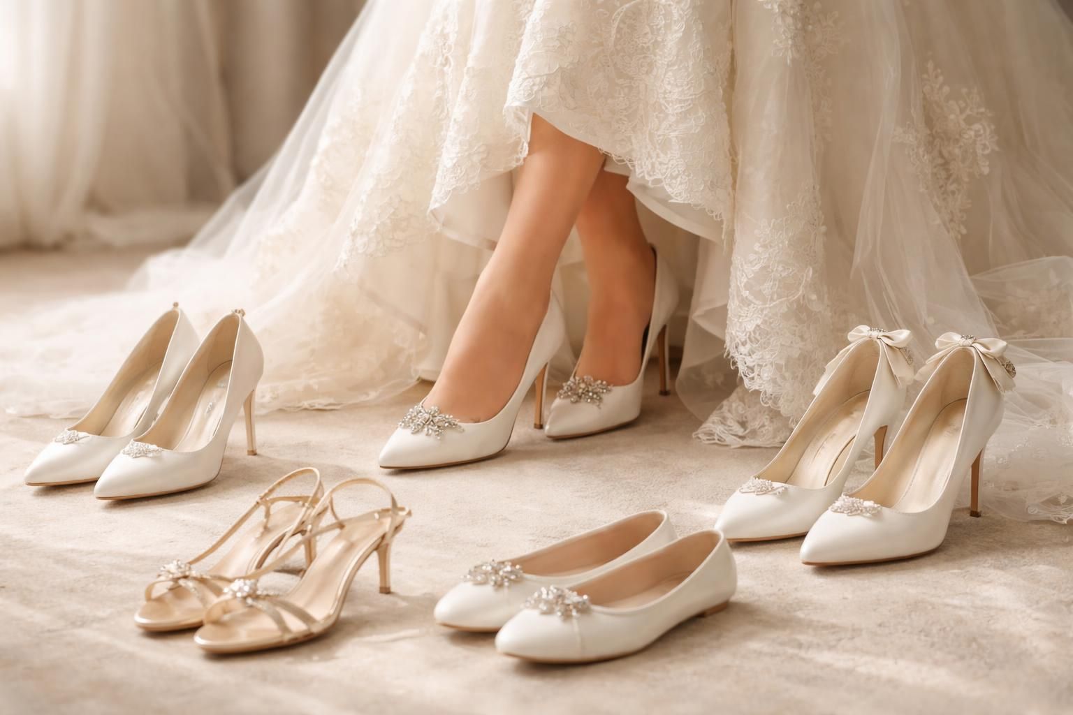 découvrez nos astuces pour assortir parfaitement vos chaussures à une robe de mariée ivoire et sublimer votre tenue le jour j.