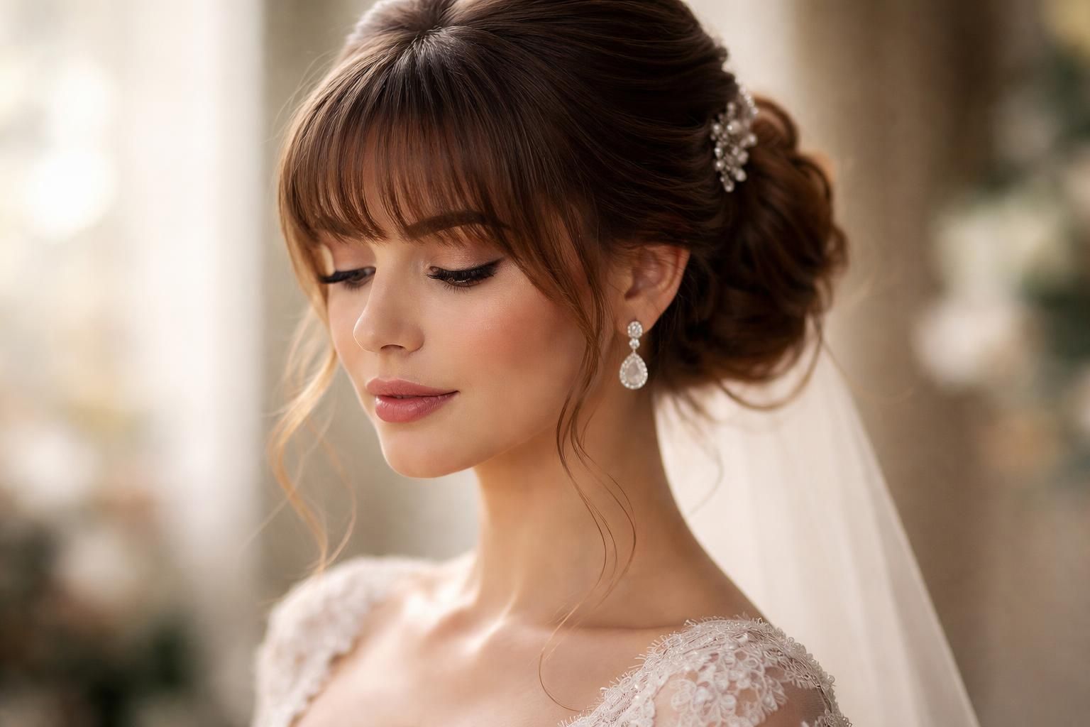 découvrez des coiffures de mariée élégantes mettant en valeur la frange pour un look raffiné et unique le jour j.