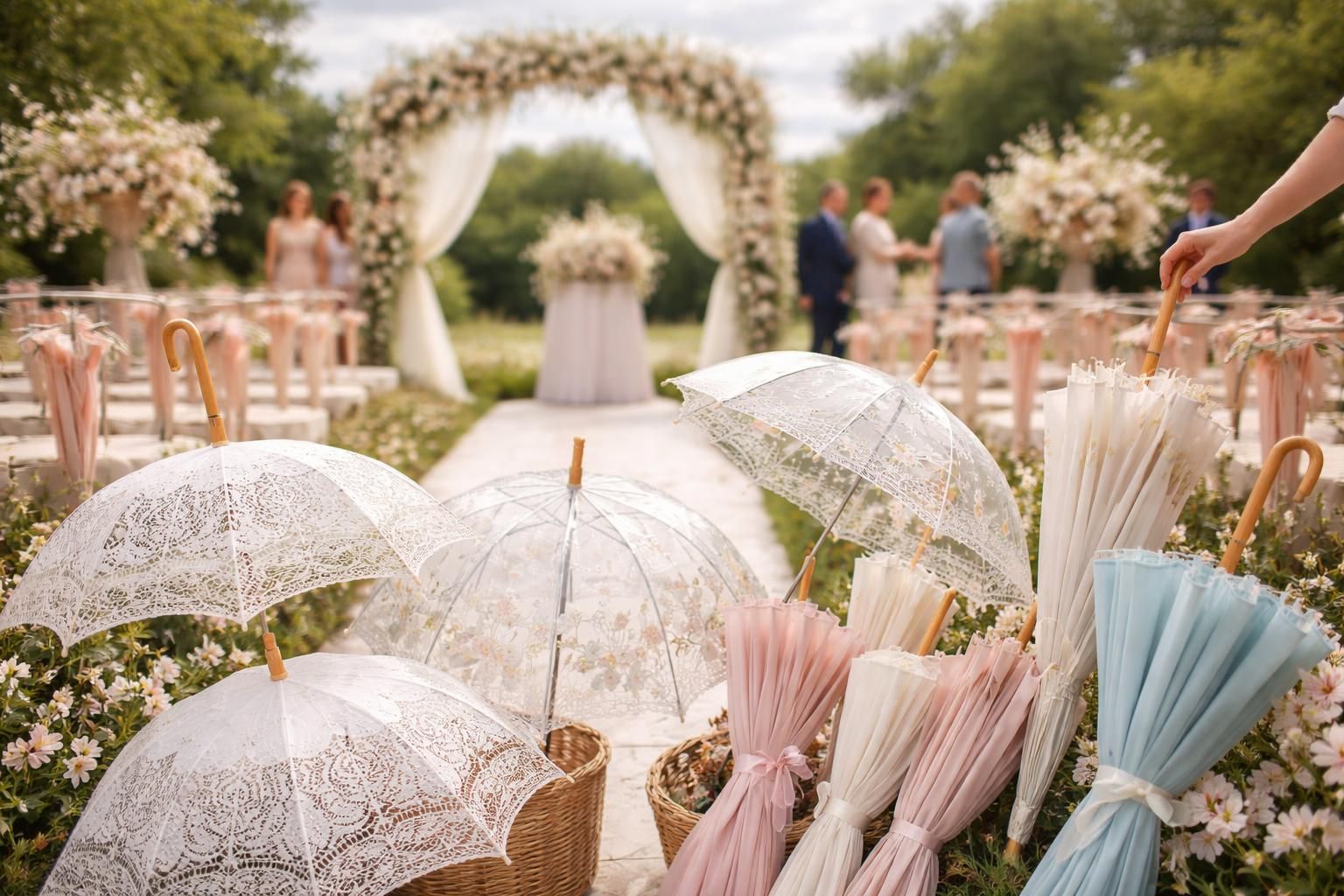 découvrez nos conseils pour choisir le parapluie de décoration idéal et apporter une touche élégante à votre mariage, quel que soit le temps.