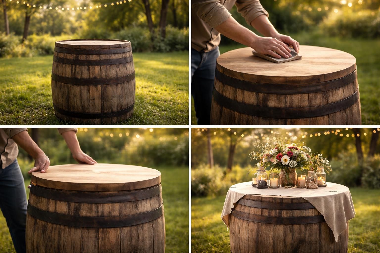 découvrez les étapes simples pour transformer un tonneau en une table rustique et élégante, parfaite pour un mariage champêtre réussi.